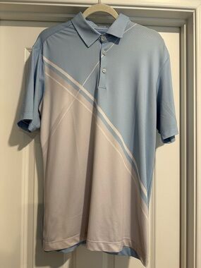 Galvin Green Men's Light Blue and White Performance Polo Shirt